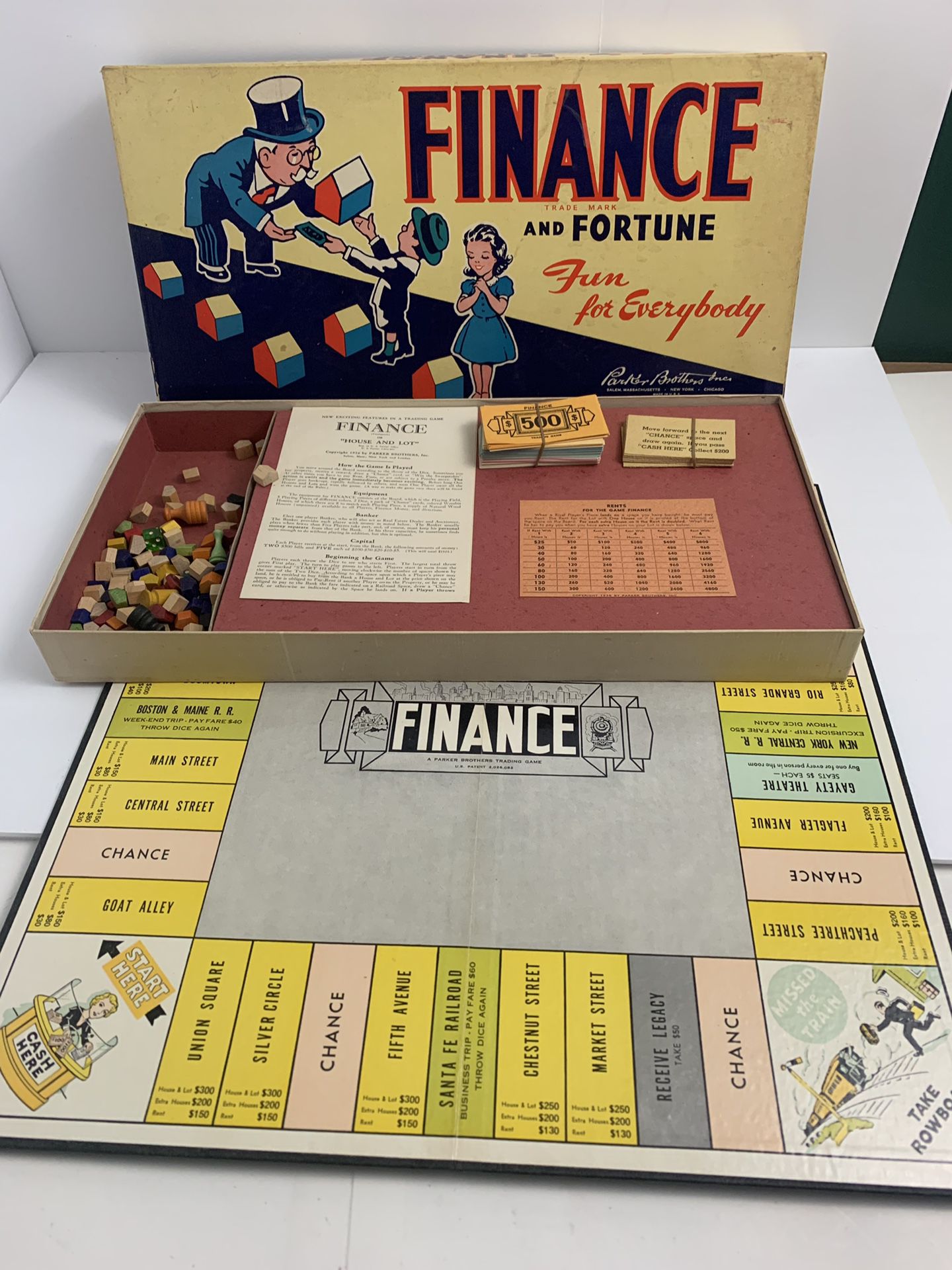 Vintage 1936 Finance And Fortune Board Game / RARE Parker Brothers Board Game