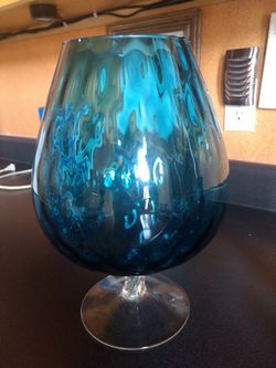 Decorative blue stemmed bowl