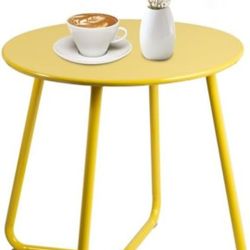 Modern Yellow Round Side Table – Metal – New