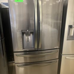 LG 36”4 Door Refrigerator In Black Stainless Steel Working Perfectly 4 Months Warranty 