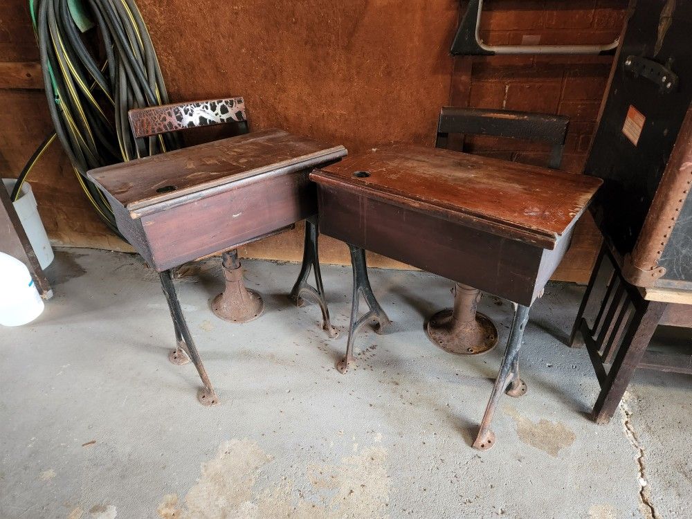 Set Of Vintage School Desks