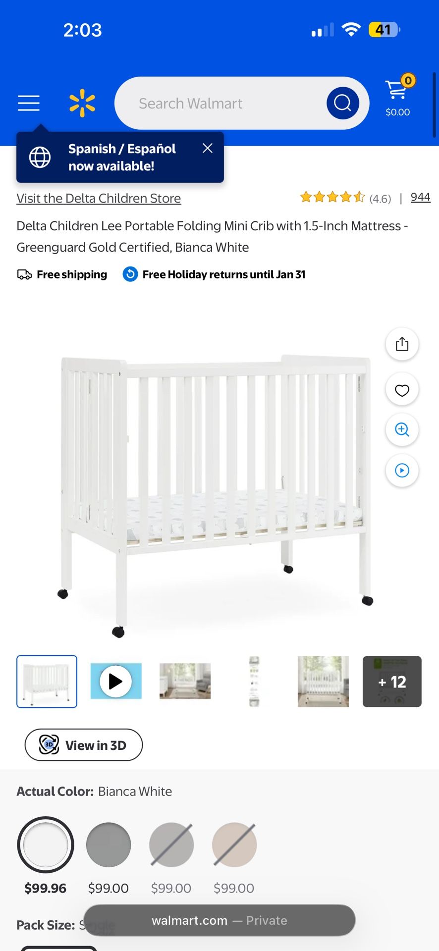 Folding Mini Crib