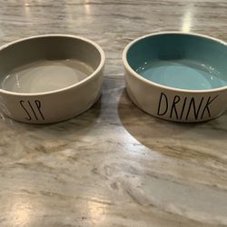 Small Rae Dunn Pet Dishes, Ceramic Cat Small Dog Water Bowls, Drink Sip