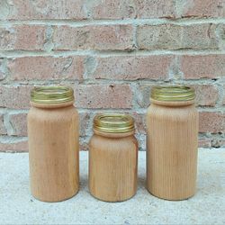 Wood Mason Jar-Style Jars/Lids