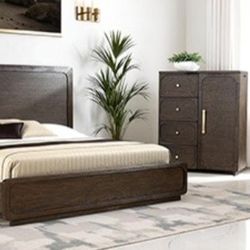 Brand New Dark Walnut 4pc Queen Bedroom Set (Available In Eastern King)