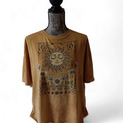 Fifth Sun women's beige/brown tye dye Sun floral short-sleeve t-shirt size XL 