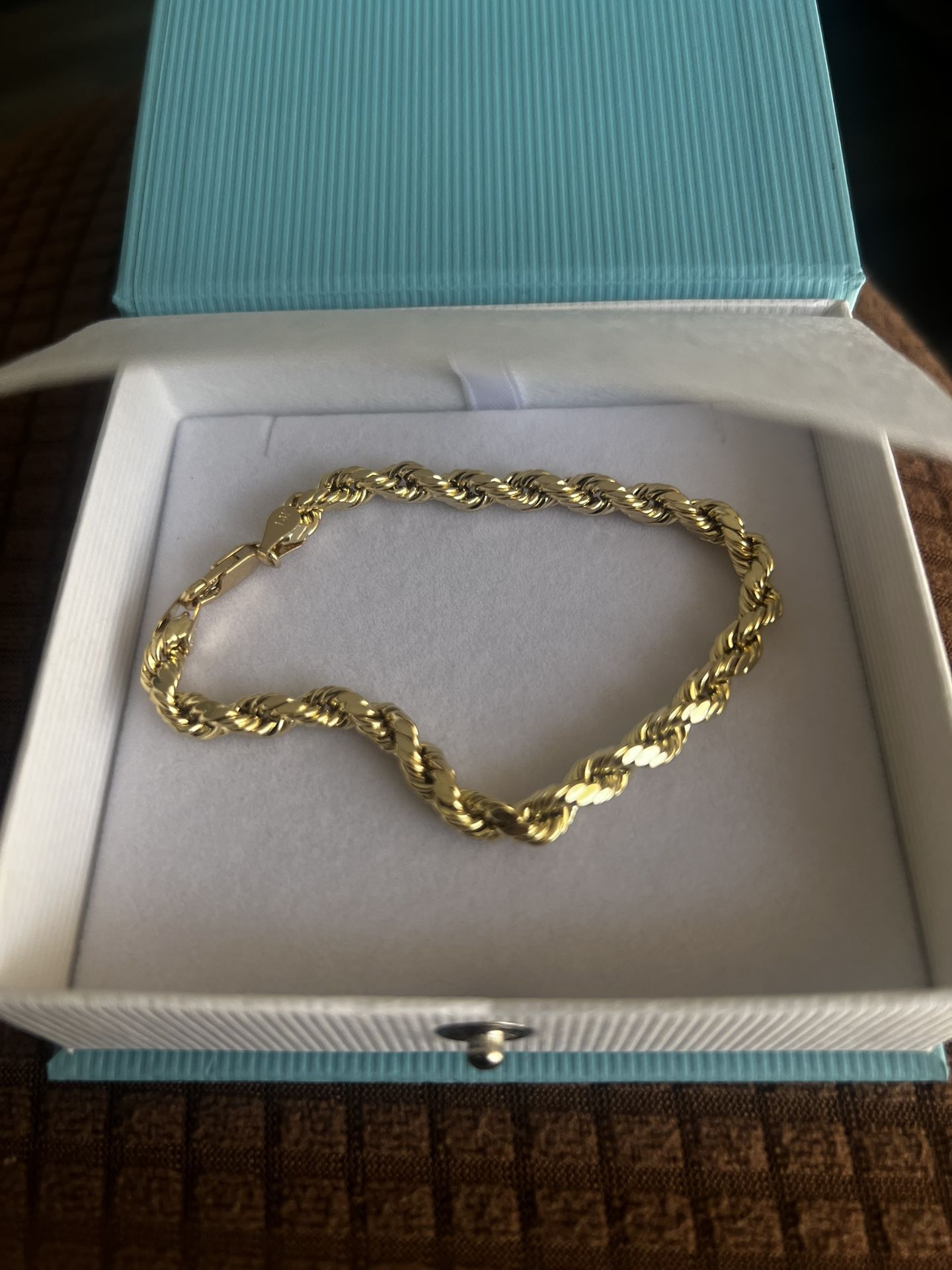 Real 14k Golld Diamond Cut Rope Bracelet