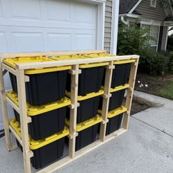 Custom Wooden Storage Bin Rack