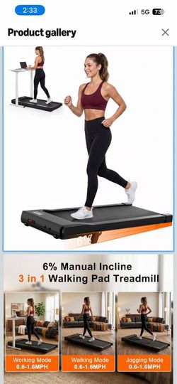 Brand new! Walking Pad with 6% Incline, Under Desk Treadmill for Home Office, 3 in 1 Portable Walking pad Treadmill with Remote Control, 2.5HP Quiet M