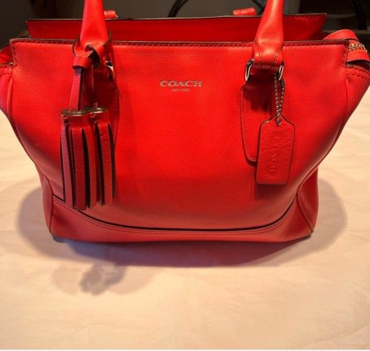 Retro red leather coach bag