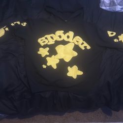 Sp5der Beluga Hoodie , Black/Yellow, Size:Small