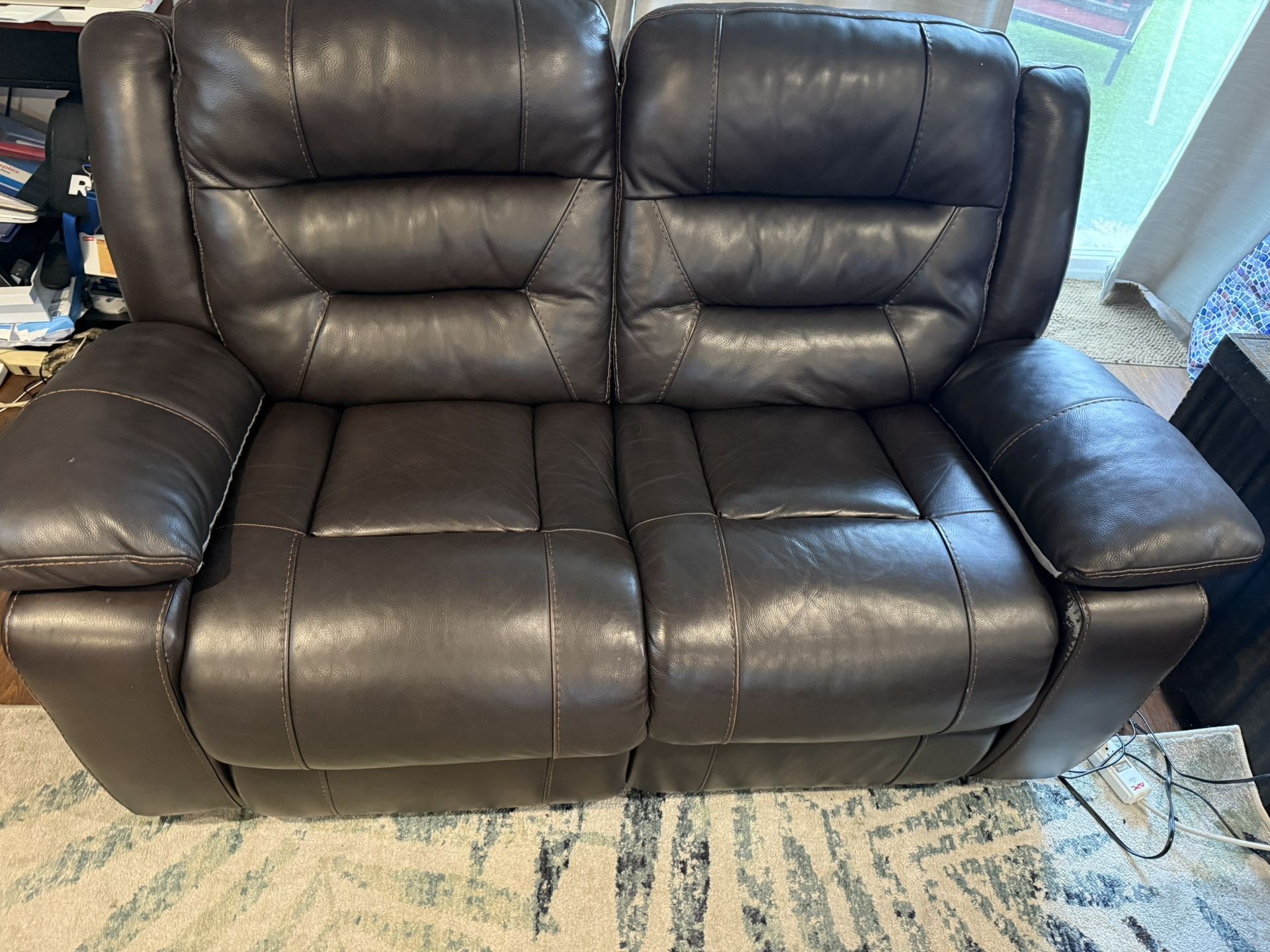 Leather sofa and loveseat