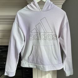 Adidas Hoodie Girls XL (16) Pullover Sweatshirt Pink Purple White (B)