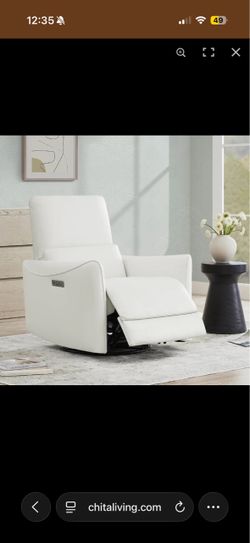 Chita Living Tracee Power Swivel Nursery Glider Recliner: Genuine Leather