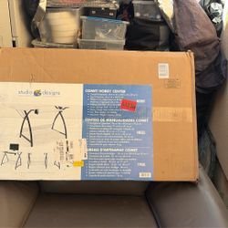 Sew Ready Comet Sewing Table Folding Top Adjustable Platfomr Black/White