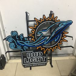 Budlight Dolphins Bar Neon Miami Brand New