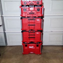 Milwaukee Packout 5 - Pieces Rolling Tool Box New
