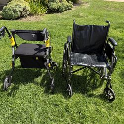 Walker with seat and wheel chair