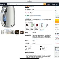 New Cuisinart 1.7L Stainless Steel Cordless Electric Kettle With 6 Preset Temperatures