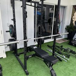 RitFit Power Cage + Adjustable Bench + Full Attachment Set (Lat Pulldown / Cable System)