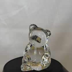 Princess House 24% Crystal Glass Teddy Bear Figurine Paperweight VTG 3" Tall