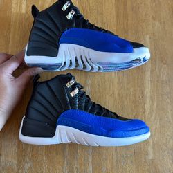 New Nike Air Jordan 12 Retro Black Hyper Royal Blue Women’s 6.5, Youth 5y