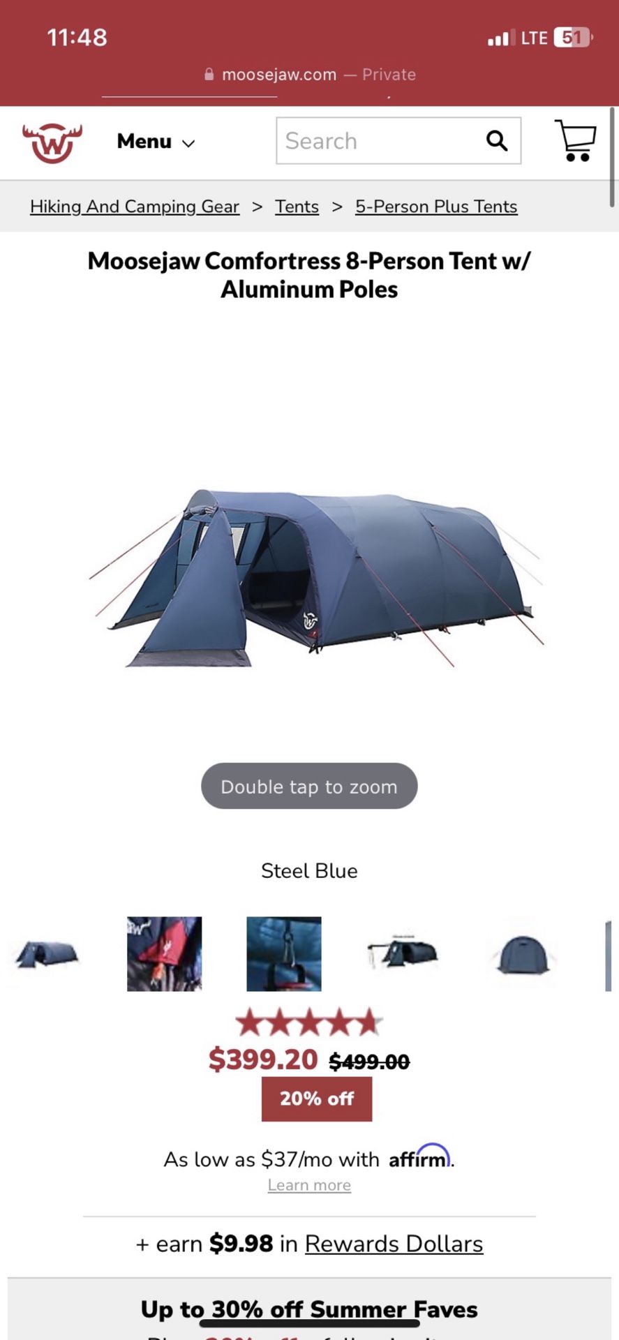 Moosejaw Comfortress 8-Person Tent w/ Aluminum Poles