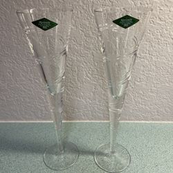 Shannon by Godinger 24% Lead Crystal Spiral Champagne Flutes Pair, Beautiful