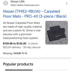 Nissan Frontier pro 4X OEM floor mats.