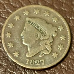1 cent 1827. Antique coin USA. 
