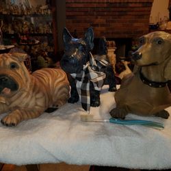 Resin Dog Statues .1. Dachshund  2.Shar PEI 3. Terrier