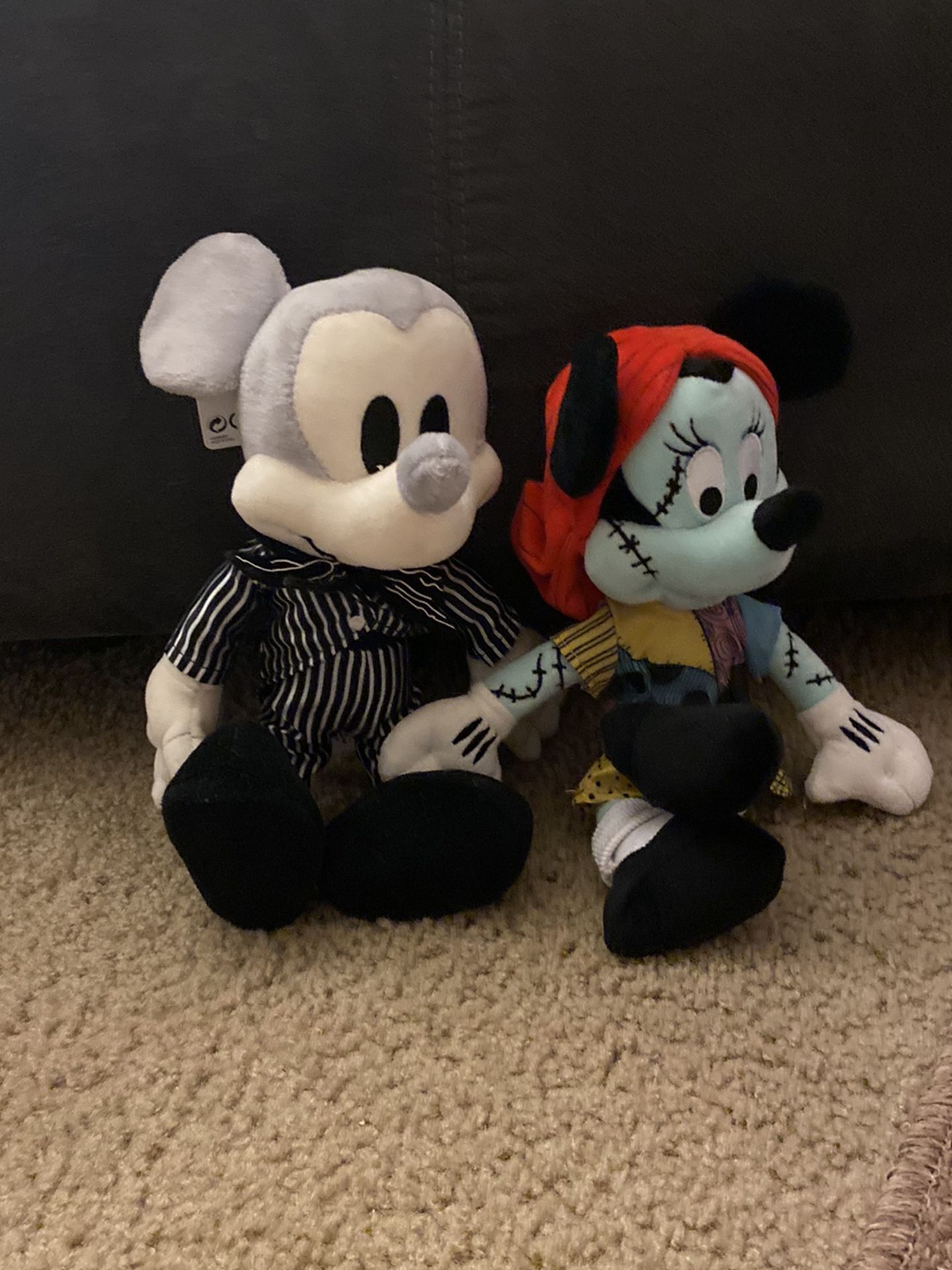 Mickey & Minnie Mouse Nightmare Before Christmas Plushy Set