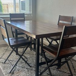Solid wood And Metal Table 