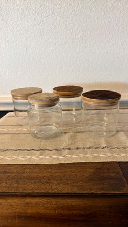 Glass Jars with cow hide
