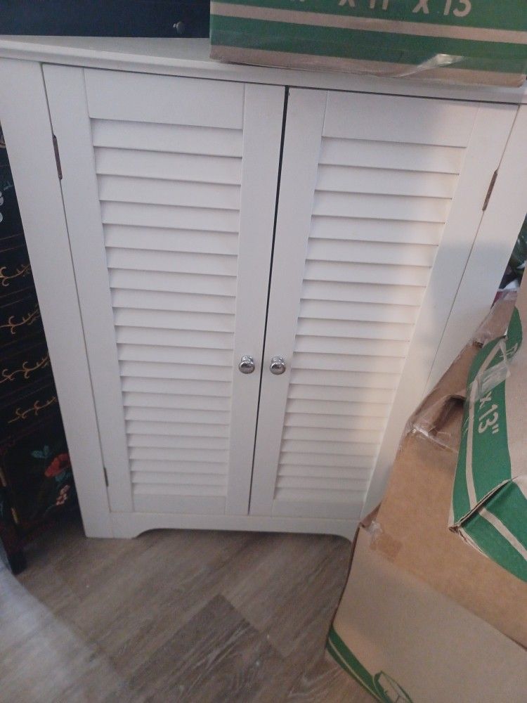 TWO white Corner Shelves For Bathroom Or Bedroom Nightstand