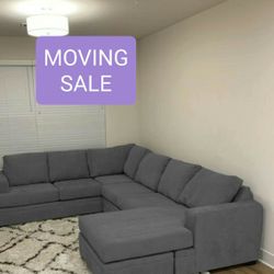 Gray Sectional Couch Sofa With Chaise 