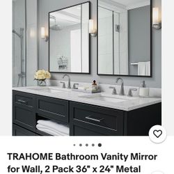 Bathroom Vanity Mirrors – Set of 2 (36” x 24”) – Modern Metal Frame