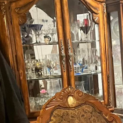 Beautiful mahogany  dining room table  matching China cabinet