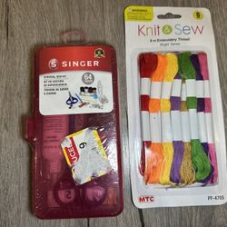 Singer Sewing Kit 64 pcs + Embroidery Thread Set Bundle