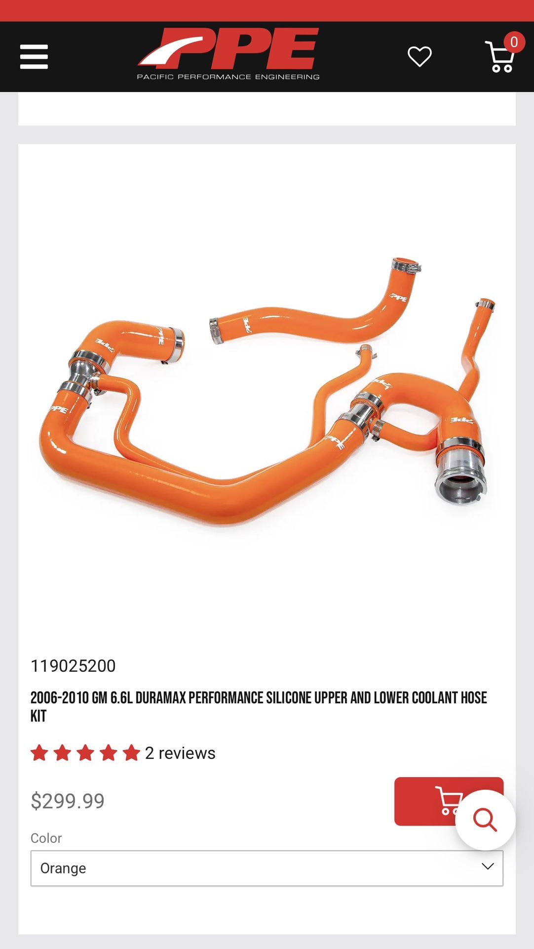 PPE COOLANT HOSES LBZ LMM ORANGE