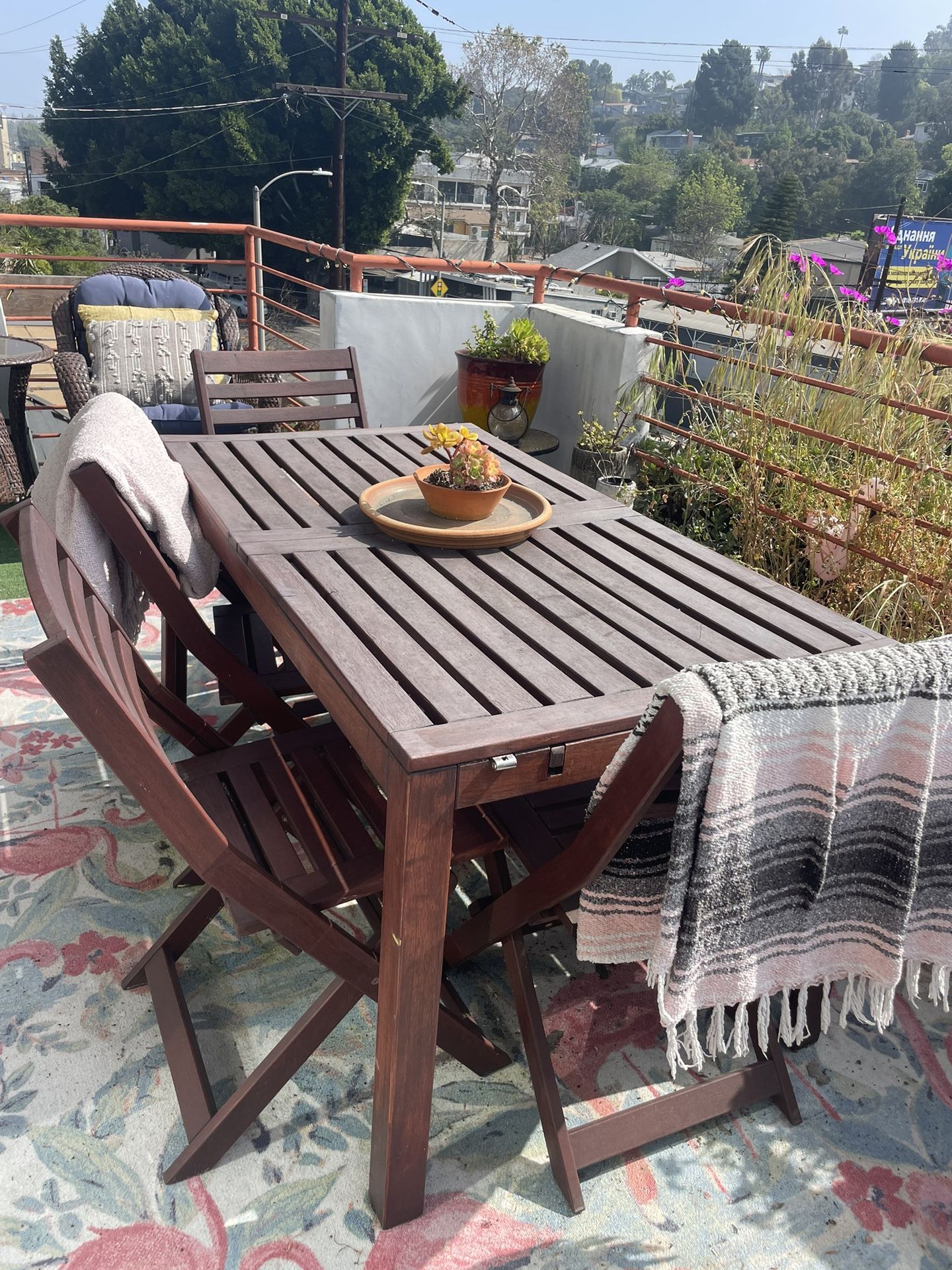 Ikea Applaro Discontinued Wooden Outdoor Table and Chairs and Bench