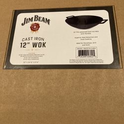 New in Box Jim Beam 12” Cast Iron Wok