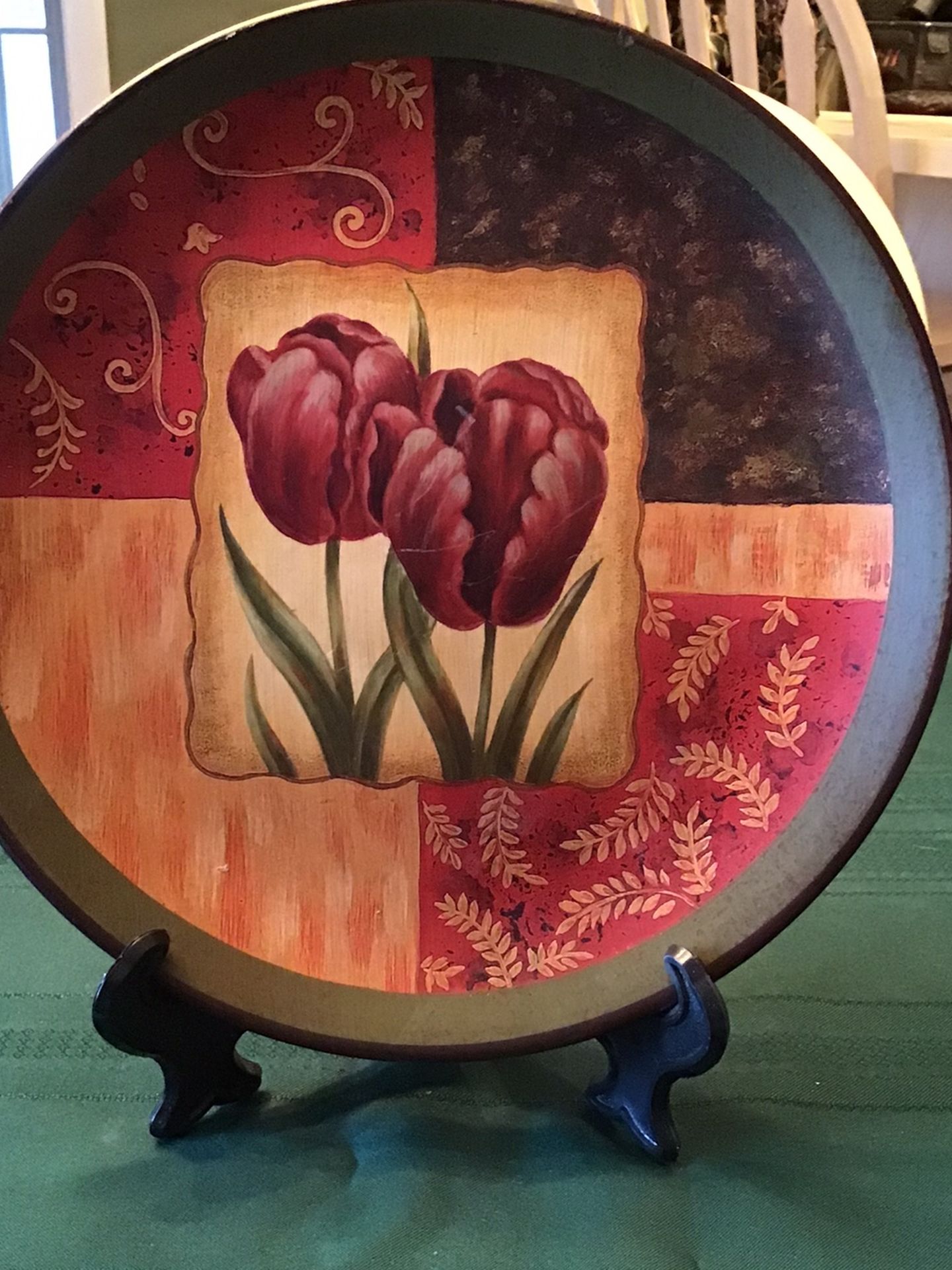 Beautiful Tulip 🌷 Ceramic Plate With Stand