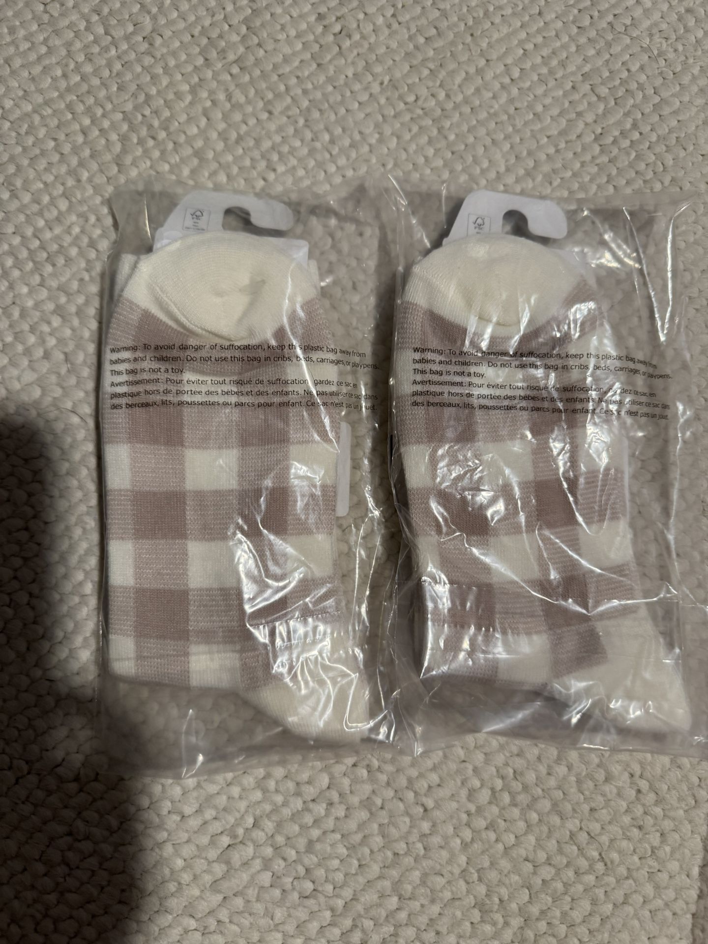 Set Of 2 Pairs Of Gingham Crew Socks 