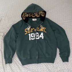 Supreme MM6 Maison Margiela Green Zip Up Hoodie Size Large
