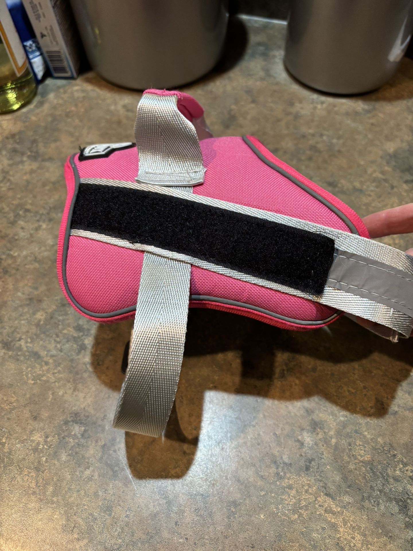 Pink Dog Harness. Velcro sides. size small