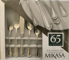 MIKASA 65 piece set of Stainless Steel flatware