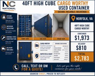 40FT High Cube Cargo Worthy Shipping Container – Norfolk, VA