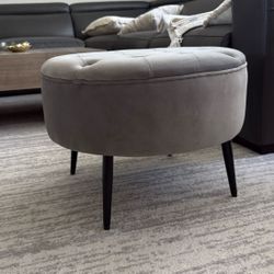 Grey Velvet Ottoman