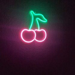 Preorder / 1pc Cherry Led Neon Sign Usb & Battery Powered Wall Neon Signs For Bedroom Home Wedding Party Decoration